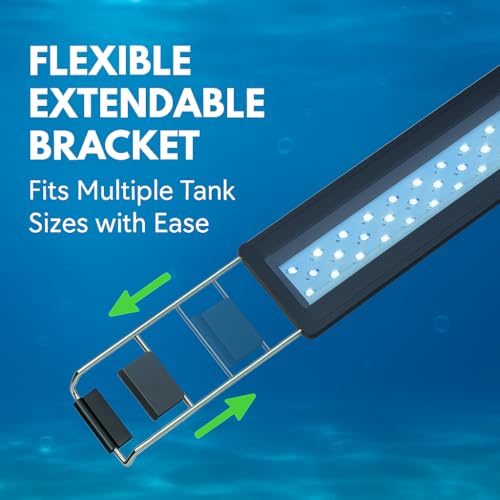 Image of LY-50S Aquarium LED Light (Blue+White) | Ultra Slim Waterproof LED Lamp with Extendable Bracket | Energy Efficient Fish Tank Light for Freshwater & Saltwater Aquariums | for 50-60 cm Tanks