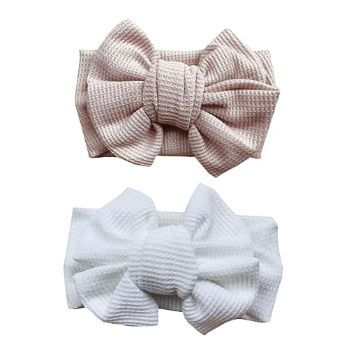 UPKOCH 2pcs Boy Girl Hair Bow Headbands for Girls Adorable Festival Accessories Soft Waffle Knit Design for Newborns and Special Occasions