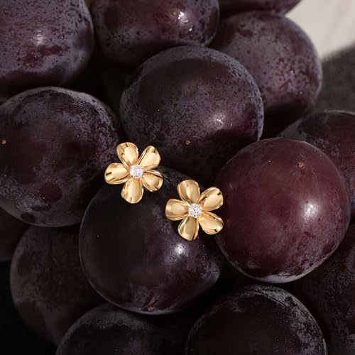 S.Leaf Flower Earrings for Women Sterling Silver Gold Cherry Blossom Floral Flower Stud Earrings Best Friend Birthday Gifts for Women Trendy Teens Sister Mom Wife Womens Her Friend Party4