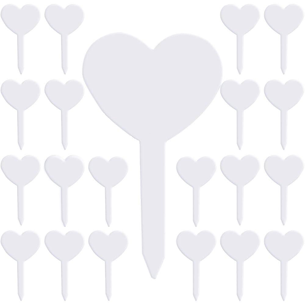 100Pcs Plastic Plant Labels Heart-Shape Plant Markers Waterproof Garden Tags Stake Labels for Potted Vegetable Flower Outdoor Plants, White