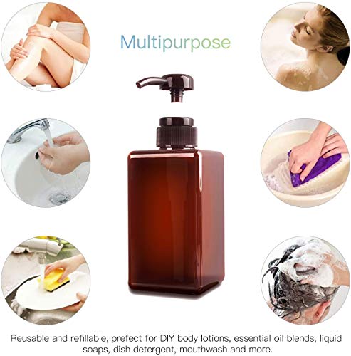 image for JiatuA Pump Bottle, 15oz/450ml Refillable Plastic Empty Lotion Soap Di
