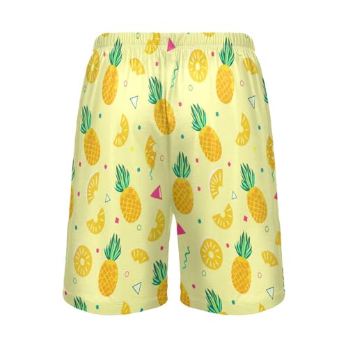 Men's Pajama Shorts Pineapple Yellow Athletic Pajama Sleep Bottoms with Pockets 23019582