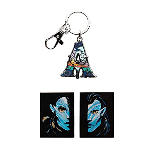 Llavero oficial de Disney Avatar 2 The Way of Water con logotipo + pin de cara Neytiri & Jake, con...