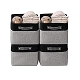 DECOMOMO Canastas de almacenamiento para estantes, organizadores de armario de tela y contenedores de almacenamiento, cestas perfectas para organizar armarios, juguetes, guardería (gris y negro