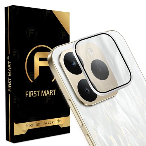 Image of FIRST MART Silver Camera Ring Guard Protector for Realme 15T | Tempered Glass with Metal Alloy Rings, HD Clear, Scratch Resistant, Case-Friendly | Pack of 1
