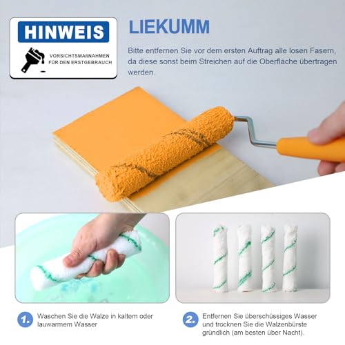 LIEKUMM 20 Stücke Malerrollen Set, 6 cm Farbroller Klein, Mini Malerrolle, Lackroller für Holz, Farbrollen für Zimmer, Wand, Decke, Kabinettmalerei, Grün