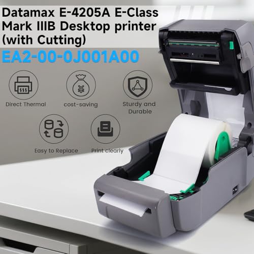Image of GETPARTS EA2-00-1J005A01 Datamax E-Class E-4205A Mark III Advanced Label Printer Cutter Model 4 IPS Ethernet USB2.0 &Serial Interface+Parallel, No Ribbon Required