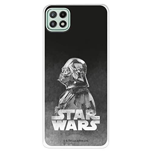 Funda para Samsung Galaxy A22 5G Oficial de Star Wars Darth Vader Fondo Negro Transparente para Proteger tu móvil. Carcasa para Samsung de Silicona Flexible con Licencia Oficial de Star Wars