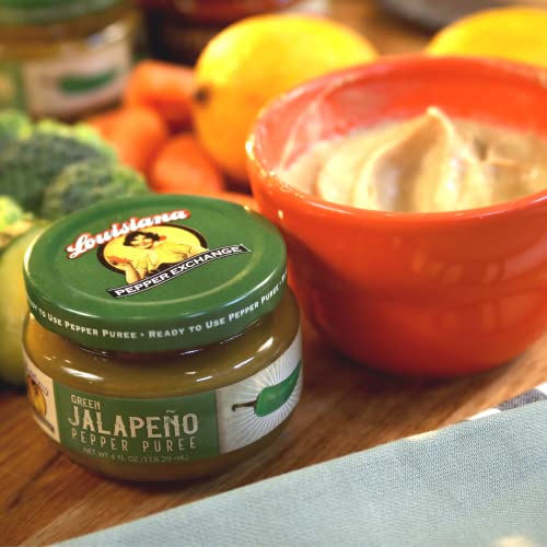 Image of Louisiana Pepper Exchange Green Jalapeno Pepper Puree Sauce Salsa, Hot Spicy Flavor Seasoning, Plant-Based, Gluten-Free, Replaces Diced Jalapenos, 4 oz