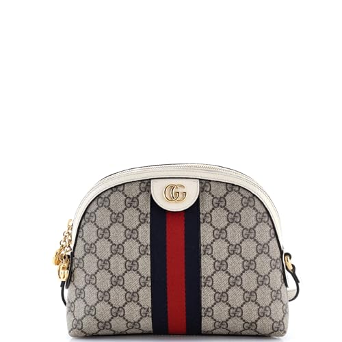 Pre-Loved Ophidia Dome Shoulder Bag GG Coated Canvas Small, White