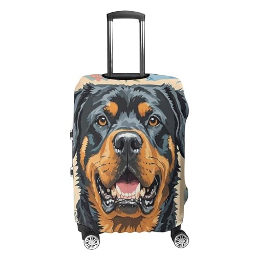 Cool Rottweiler Dog Art Luggage Cover, Elastic Luggage Protector Fits 19-32in Suitcases, Washable & Anti-Scratch Suitcase Cover for Men Women M4