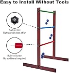 SpeedArmis Ladder Toss Game Set - Retro 35In Rubber Wooden Golf Lawn Sport with 6 Bolo Balls and Carrying Case, Yard Games for Teens Adults Family