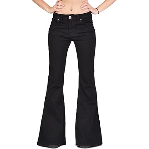 Glamour Outfitters 60s 70s Flares Bell-Bottom Wide Flared Jeans - Black (8) Cover