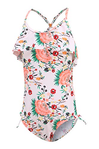 Girls One Piece Swimsuits Halter Bathing Suits Summer Ruffler Swimwear 2-14 Years