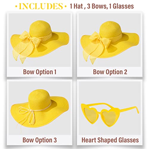 Funcredible Yellow Sun Hat For Women - Yellow Wide Brim Hat thumb #1