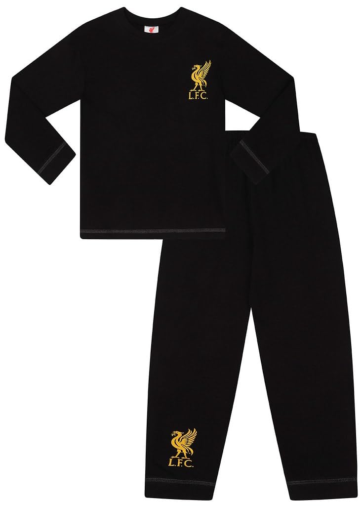 Liverpool Football Club - Conjunto de pijama largo para hombre, color negro y dorado