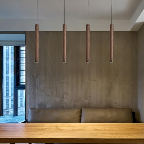 Luces colgantes de iluminación de techo estilo nórdico grano nogal 4