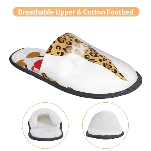 Christmas Gnomes In Leopard Print Women Slippers Home Furry Shoes Keep Men Couples Shoes Warm For Women-4
