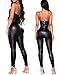 PICK YOUR LOOK Women's Sexy Faux Leather Jumpsuit, One Piece Back Zipper Bodycon