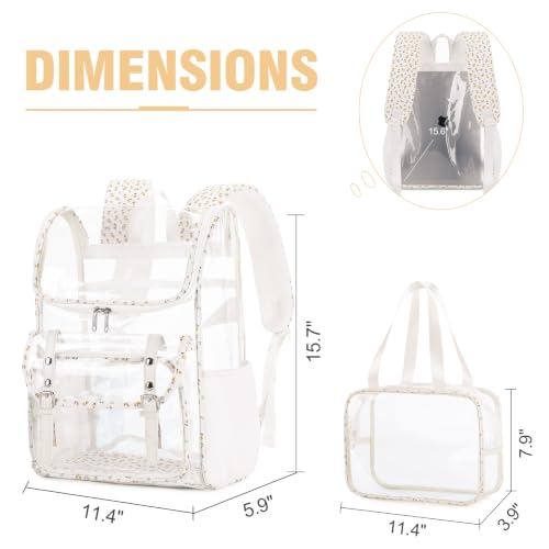 Image of DIGOBAY Clear Backpack with Lunch Bag, Corduroy Clear Bookbag Heavy Duty | Clear Backpack for Girls Women See Through Transparent Backpacks for Stadium Events College Travel Work, Yellow Floral