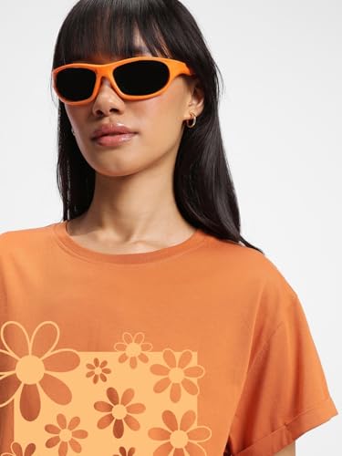 Image of Bewakoof Women's Graphic Printed 100% Cotton T-Shirt - Boyfriend Fit, Round Neck, Half Sleeve