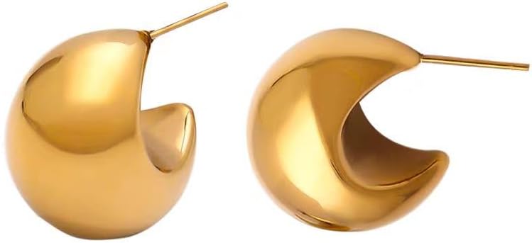 SYWDUDUCLT Oversized chunky Gold Earrings gold plated earrings Lightweight Drop Earrings Fashion Jewelry for Women Girls Gift with 18K Real Gold