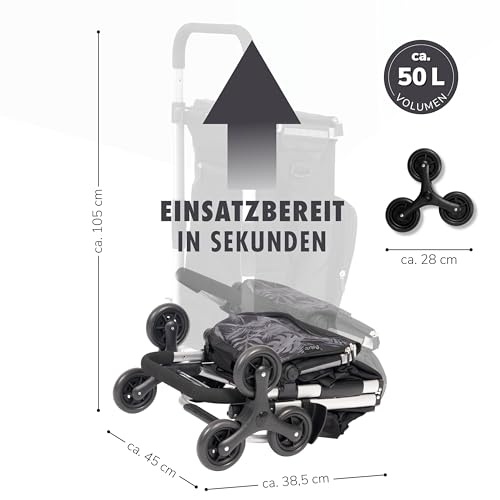 eluno Einkaufstrolley OKEL, Treppensteiger, klappbarer Handwagen, inkl. 2 Kühlfächern, Einkaufswagenhalterung, Einkaufschip, Reflektorstreifen, schwarz – Bild 7