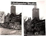  Konvolut aus 2 Original-Aufnahmen der Wartburg. Motive: Von dem Turm der Wartburg wird das Kreuz abgebaut und das Hakenkreuz montiert. Eine Aufnahme noch mit dem Baugerüst, die andere in fertigem ...