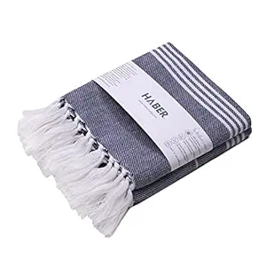 HABER Cotton Hand Towel for Home, Kitchen, Travel, Gym, Lunch Towel and Multi Utility (Hand Towel, 3ft X 1.8 ft, Pack of 2) - Blue