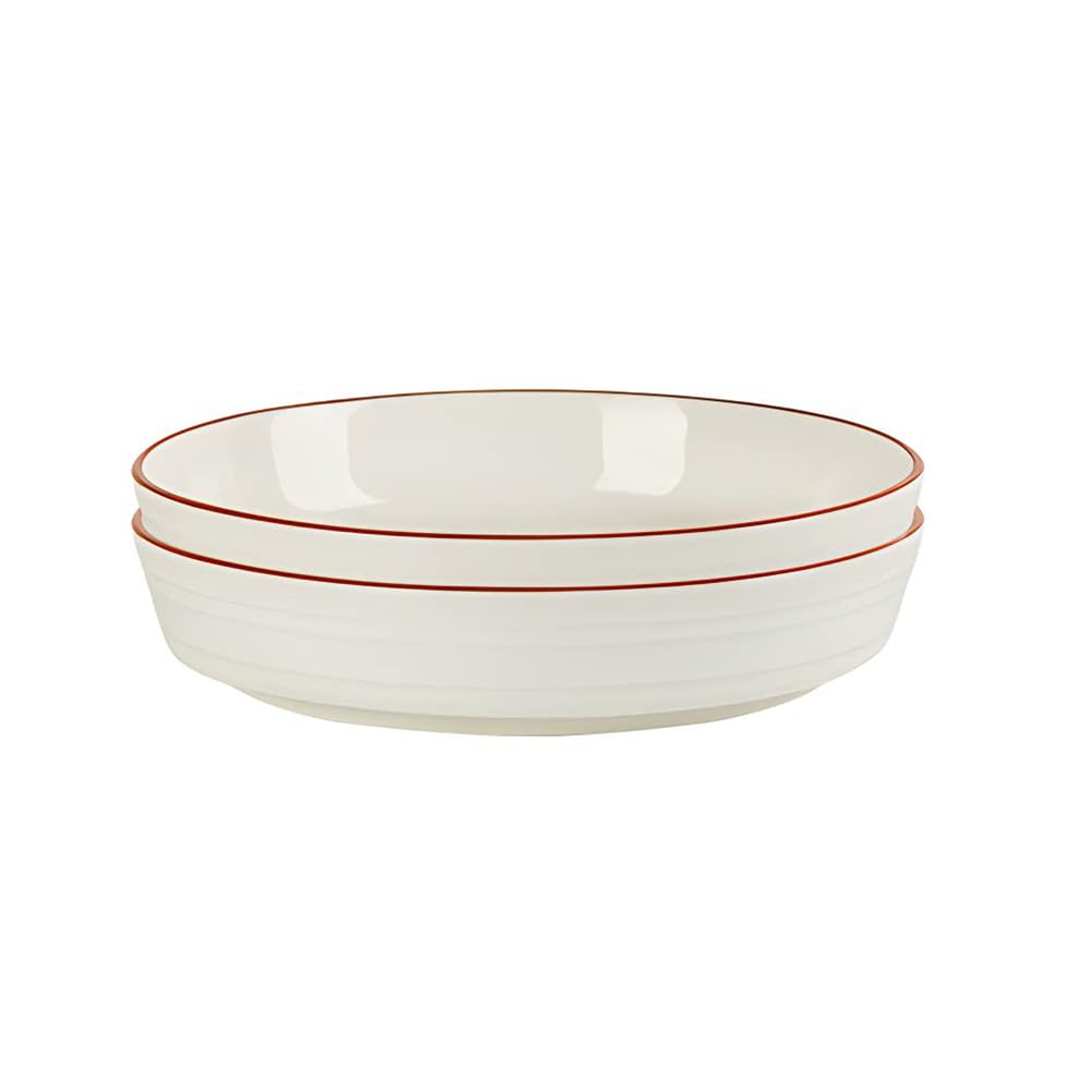 YTSMZX Ceramic Dinner Plates Set of 2 Deep Plates White