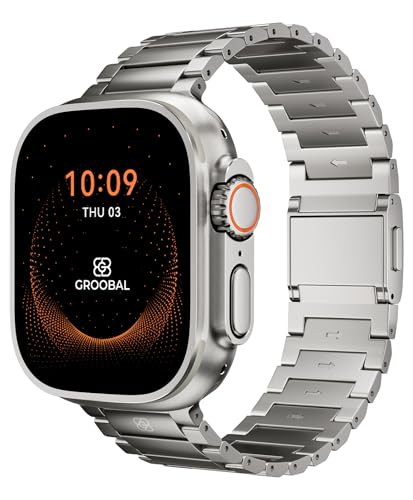 GROOBAL Titanium Band for Apple Watch Ultra 3/2/1 49mm & Series 11/10 46mm Grade 5 Titanium Apple Watch Ultra Band for Men with Magnetic Clasp DLC Coating for Ultra 3 Band Gifts for Men