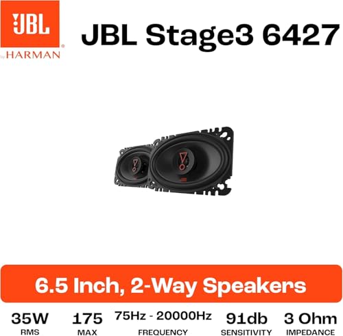 JBL Stage3 6427 2-Wege Auto Lautsprecher Set von JBL - 175 Watt ovale KFZ Autolautsprecher Boxen - groß 4\ x 6\ - 10 x 15 cm