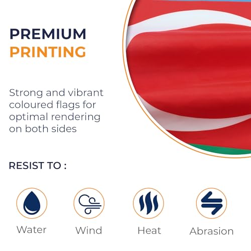 Image of AZ FLAG - Azerbaijan Flag - 2x3 Ft - 100D Polyester Azerbaijani Banner with Two Metal Grommets - Fade Resistant - Vivid Colors - 2' x 3' Feet - 90x60 Cm