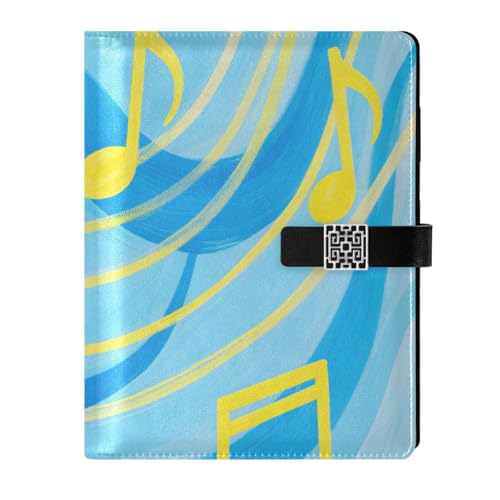 Cuaderno de notas amarillas con forro de cuero en espiral, delicado cuaderno de rayas universitarias para la universidad, 6.7 x 9.2 pulgadas