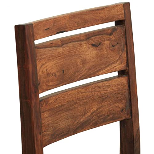 Image of JEENWOOD Solid Wood Dining Chairs Set of 2 with Slat Back Design Natural and Teak Finish