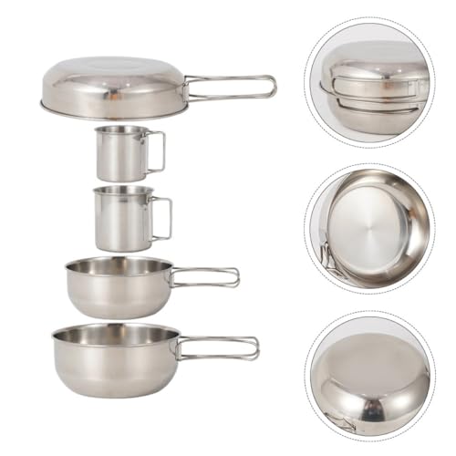 Set vaisselle acier inoxydable camping avec tasses empilables - 7