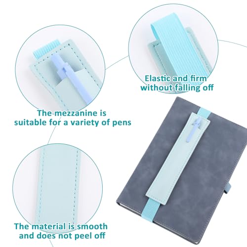 Aiyorse 6 peças de suporte de caneta ajustável, suporte de caneta com faixa elástica, bolsa de couro