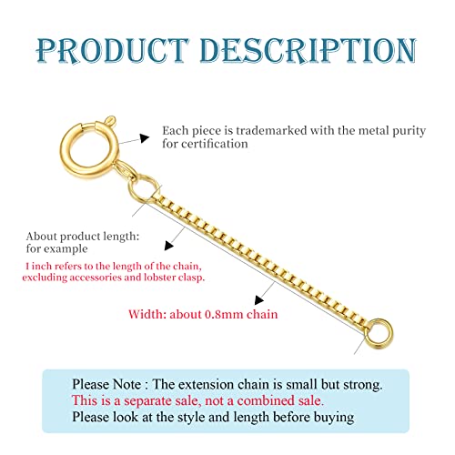 Image of 10k 14k Real Gold 1 inch /1.5 inch /2 inch /2.5 inch /3 inch /4 inch /5 inch Necklace Extender, Necklace Bracelet Extender Chain, Durable Gold Extender Chain, Adjustable Extension Chain for Necklace Bracelet Anklet