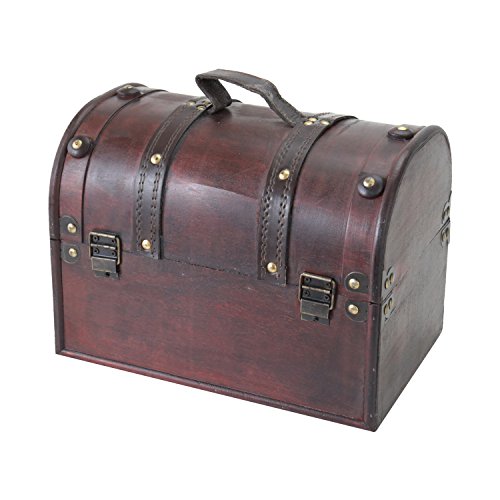 HMF 6404-130 Drewniana skrzynia na skarby z zamkiem, 30 x 20 x 22 cm, mała, Włochy