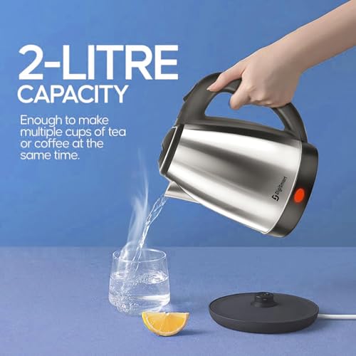 Image of Electric Kettle 2 Litres Capacity 2000 Watts | Stainless Steel | Automatic Cut-off | Used to Boil Water | Make Tea /Coffee /Soup | Instant noodles, Electric Kettle with 1 Year warranty