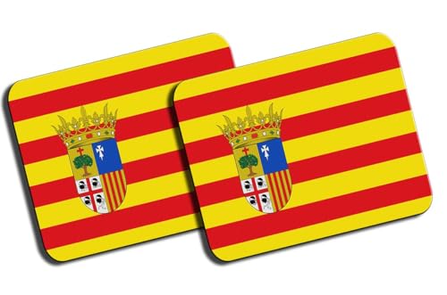 MERCHANDMANIA Pack 2 Alfombrillas Medianas Bandera de Aragon españa Comunidad autonoma Mousepad Raton