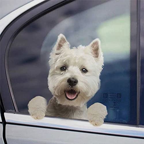 Image of ArogGeld Westie West Highland White Terrier Dog Decal - Vinyl, Semi-Matte, White, Cartoon, Crystal, Waterproof, Rectangular, Outdoor, Car, Dog, Truck, West, 1E+1 x 1E+1 inches