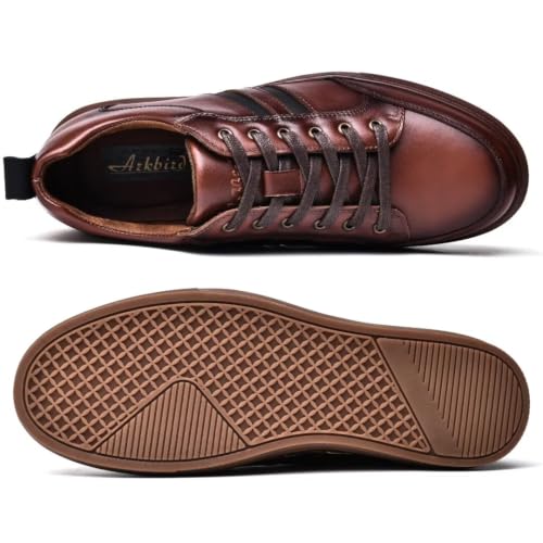 Image of Arkbird Casual Sneakers, Breathable Lace-Up Leather Walking Shoes Comfortable Fashion Sneakers for Men Daily Work