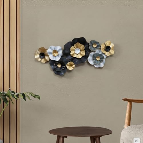 Image of SMILES GIFT Luxury Imported Wall Hanging Large Abstract Iron Wall Hanging - Gold & Black Finish Luxury Art for Home Decor for Living Room