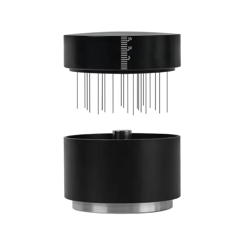 MiOYOOW Espresso Tool, 3 in 1 Coffee Tamper, Distributor & Stirrer with Height-Adjustable Base for Home Cafe 51/53/58mm
