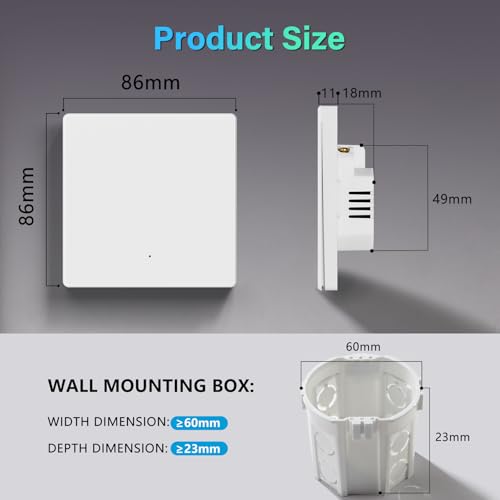 BSEED Smart Lichtschalter, Wifi Lichtschalter 1 Fach 2 Wege arbeitet mit Amazon Alexa/Google Home/Tuya/Smart Life, Alexa Wandschalter Weiß, 2 pack (Erforderlich NeutralDraht)