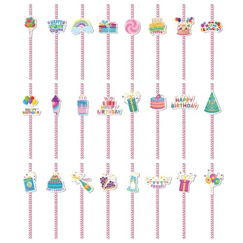 Set de 24 pitillos desechables para fiesta Happy Birthday miniatura 7