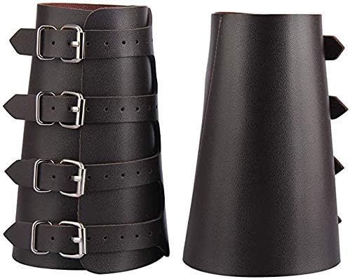 Nautical-Mart Leather Gauntlet Wristband Medieval Bracers Wrist Band Buckle Wide Bracer Arm Armor Cuff