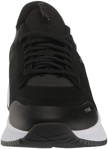 BOSS Men's Modern Knit Structure Running Sneaker, Deep Black/Charcoal Black, 10 | Image 1