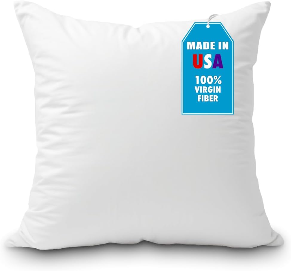 Foamily Throw Pillow Insert 26 x 26 inch Hypoallergenic Made in USA Euro Sham 100% Virgin Fiber Bed, Sofa, Couch Decorative Indoor Pillows Down Alternative 26x26 Inch Similar to stock item